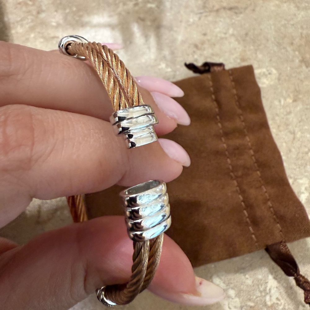 Silver and Gold-Tone Cable Bracelet